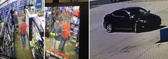Suspects shopping; suspect's vehicle