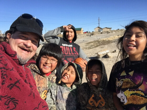 Photo by Bryan Phillips doing a selfie with Hopi youth