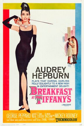 “Breakfast at Tiffany's” is a 1961 American romantic comedy film directed by Blake Edwards, written by George Axelrod and adapted from Truman Capote's 1958 novella of the same name and stars Audrey Hepburn as Holly Golightly, a naïve, eccentric café society girl who falls in love with a struggling writer (George Peppard).