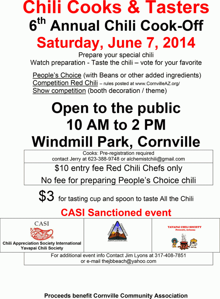 6th Annual Cornville Chili Cook-Off, June 7 20140527 2014 flyer chili1