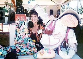 The late Lisa Bacon with some of her "scraptures," which will be on view at Sedona Art Museum Fundraiser on Nov 1-2.