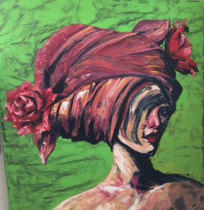 "Headdress" acrylic by Chadwick Uptain