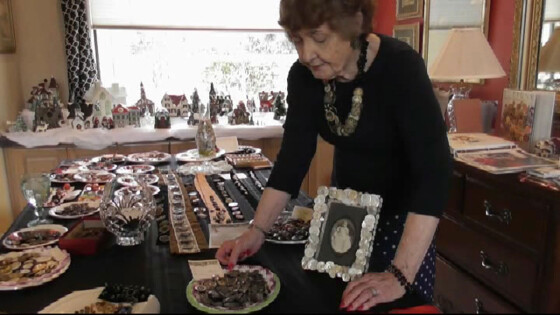 Linda Starr and some of her antique button collection