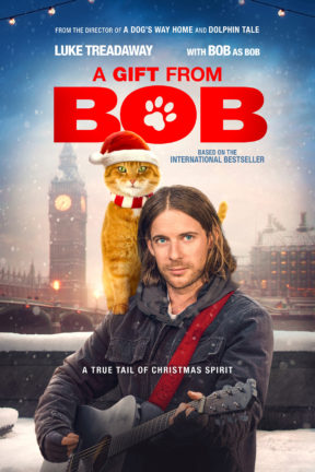 Christmas gifts come in all shapes and sizes. For James (Luke Treadaway), a struggling street musician, a very special one arrives in the form of Bob, a strong-willed stray cat who wanders into James’s tiny flat in the heartwarming new holiday film “A Gift from Bob”.