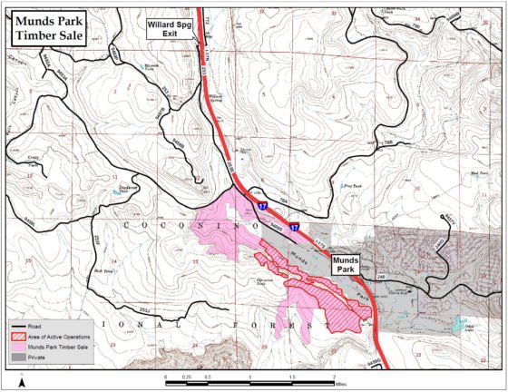 Timber harvesting planned this week adjacent I-17 near Munds Park 20211207 usfs