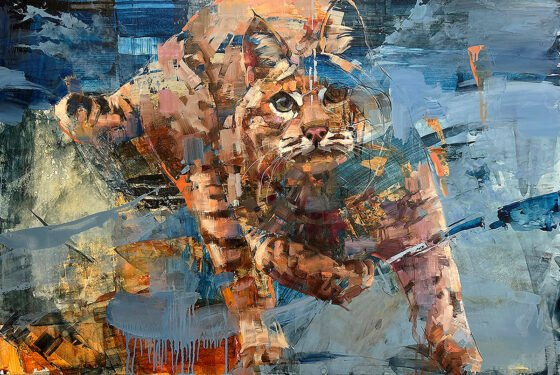 Don’t Blink #2, acrylic, pastel, charcoal and oil on panel by Julie T. Chapman