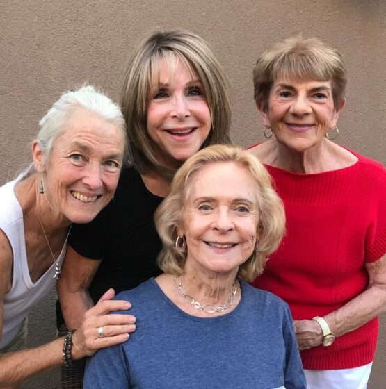 ‘What Next? #2’ –  7 Plays, 10 Actors, Barely an Hour Photo Credit: Red Earth Theatre L-R: Kate Hawkes, Lisa Schatz-Glinsky and Sandi Schenholm Seated: Joan Westmoreland