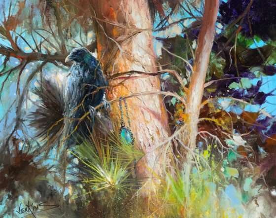 The Collector #1, mixed media by Gary Jenkins, 16”H x 20”W