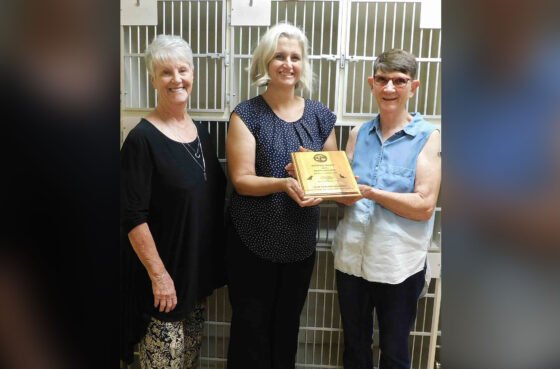 VVHS Board President Alice Klies, Rachelle Jarvis DVM, Mary Clark, VVHS Board