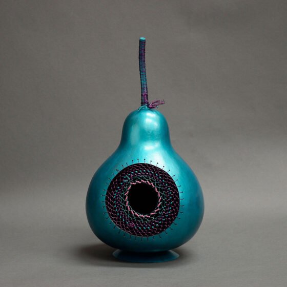 Itty, Bitty…and Oh, So Pretty! at Rowe Fine Art Gallery in November Puttin’ on the Ritz gourd sculpture by Shirley Eichten Albrecht