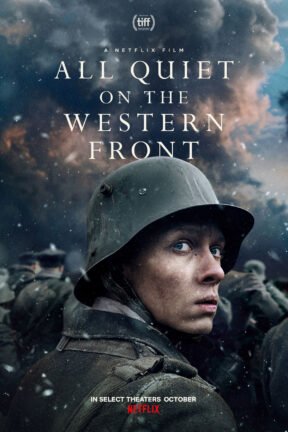 “All Quiet on the Western Front” tells the gripping story of a young German soldier on the Western Front of World War I. The film is nominated for nine Academy Awards including Best Picture and Best International Feature Film.