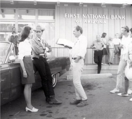 Sedona Heritage Museum Celebrates National Day of the Cowboy with Special Film Screening Director Peter Tewksbury gives direction to Elvis Presley and actress Susan Trustman on the set of “Stay Away, Joe,” in Uptown Sedona. Sedona Heritage Museum Collection, 1996.1.9343.