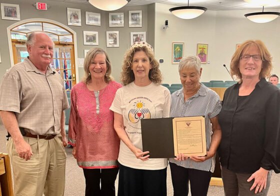 The Jewish Community of Sedona and the Verde Valley (JCSVV) received a proclamation from the city of Sedona, on October 11, 2023, proclaiming October 29, 2023 as “Mitzvah Day." From left to right: Sedona Mayor Scott Jablow, Mitzvah Day Co-Chair Bea Hanks, JCSVV Rabbi Alica Magal, Mitzvah Day Co-Chair Jo Kontzer, Sedona City Council Member Kathy Kinsella