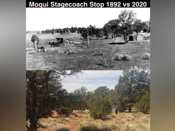 Sedona Heritage Museum Hosts Speaker Neil Weintraub Then and now photo of Moqui Stagecoach Stop