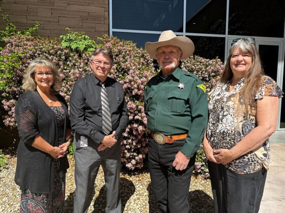 Yavapai County Mounted Sheriff’s Posse Donates $7,000 to Yavapai College Foundation Left to right Yavapai College Foundation Executive Director Mary Talosi, YCSO Public Affairs Coordinator Steve Brazell, YCMSP Treasurer and Scholarship Chairman Chris Hill, and Yavapai College Scholarship Coordinator Kelly O'Brien