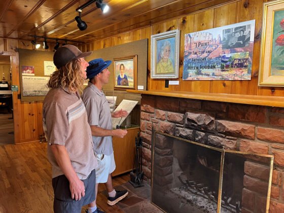 Sedona Heritage Museum Offers Free Admission to Local Residents Visitors discuss their favorite artwork in the new Sedona Heritage Museum exhibit I Paint: The Life and Artwork of Helen Jordan.