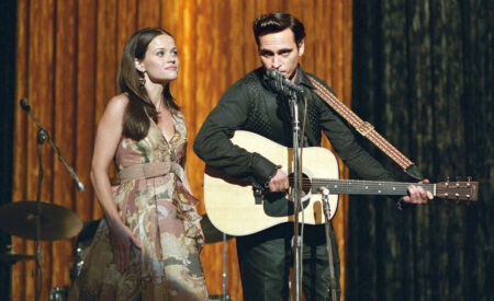 “Walk the Line” was nominated for five Academy Awards, winning the Oscar for Best Actress for Reese Witherspoon. Joaquine Phoenix was nominated for the Oscar for Best Actor for his portrayal of music legend Johnny Cash.
