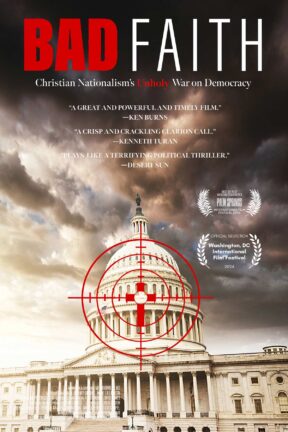 “Bad Faith: Christian Nationalism’s Unholy War on Democracy” is a new and timely documentary that unveils the forces dividing our nation from within. Part archival chronicle, part exposé, the film investigates the alarming rise of Christian Nationalism.