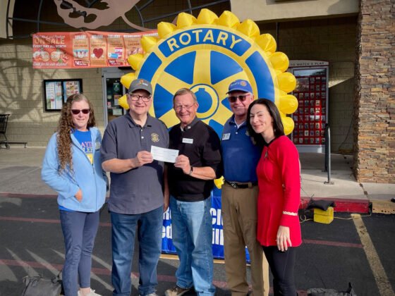 Clark’s Market in Village of Oak Creek Donates Over $2,300 to the Sedona Village Rotary Club From left to right in the photo are Sedona Village Rotary Club members: Tracy Thie, Chuck Marr ( Club President), Clark’s General Manager, Dave Miller, Rob Schaefer, and Danielle Gian.