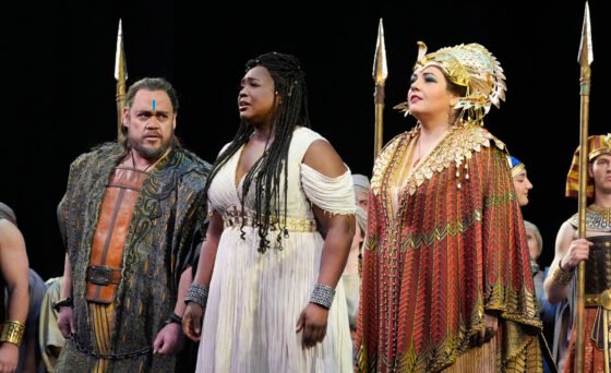 American soprano Angel Blue headlines as the Ethiopian princess torn between love and country in a new production of Verdi’s “Aida” by Michael Mayer that brings audiences inside the towering pyramids and gilded tombs of ancient Egypt with intricate projections and dazzling animations.