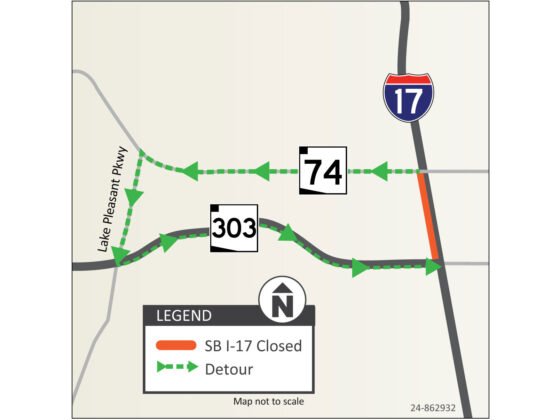 20250226 I 17SouthboundWeekendClosureDetourMap FI