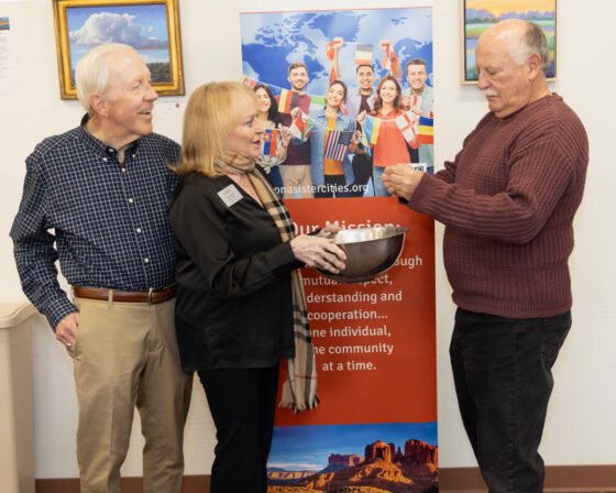 Left to right: Don Groves, Chair of Canmore Committee, Judy Neiman, Mayor Scott Jablow
