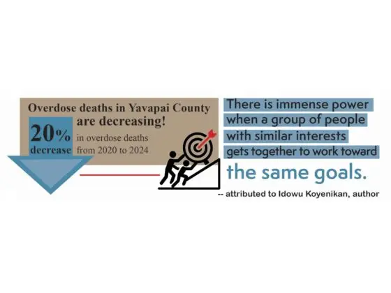 For a fourth year, Yavapai County has maintained a 20% decrease in overdose deaths.