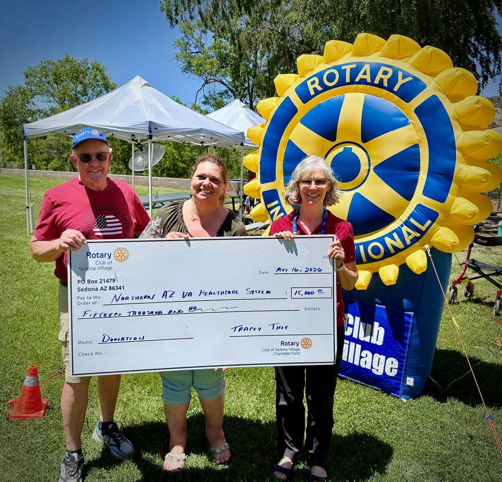 Rotary Club of Sedona Village Presents $15,000 Check at Veterans Medical Center Picnic