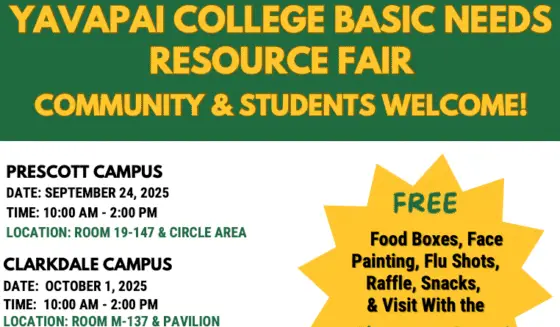 Yavapai College Basic Needs Resource Fairs Come to Prescott, Clarkdale Yavapai College Basic Needs Resource Fairs Come to Prescott, Clarkdale