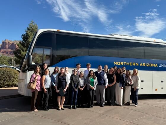 Students from Northern Arizona universities school of hotel and restaurant management at the Hilton Bell Rock at the start of their visit to three hotels to learn more about careers in hospitality