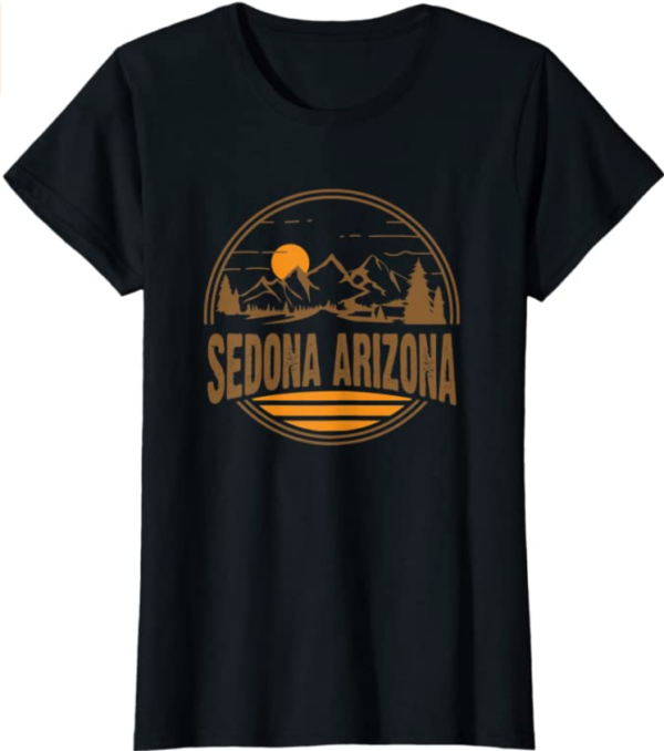 Vintage Sedona Arizona Mountain Hiking Souvenir Print T Shirt Womens