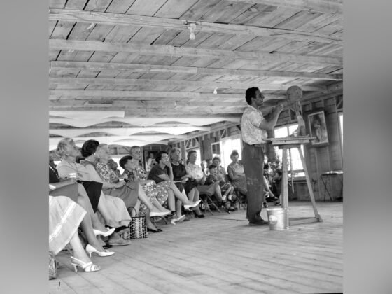 Julie Richard to Share History of Sedona Arts Center Nassan Gobran conducts a clay demonstration at the Sedona Arts Center, April 29, 1961.