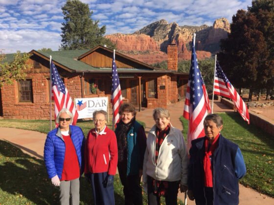 The Sedona DAR chapter helps the Sedona Heritage Museum celebrate Armed Forces Day with a flag display