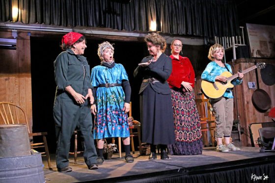 Performance of “The Dead Quilters Society” on November 1, 2024. From left are actors Dev Ross, Lisa Glinsky, Gail Edwards, Samantha Noelle, and Shondra Jepperson.