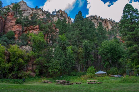 Cave Springs Campground, located 11 miles north of Sedona in Oak Creek Canyon